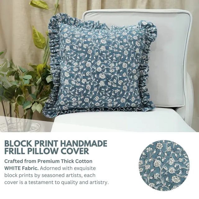 * Handmade block print cushion cover – created using traditional wooden block printing for a unique artisan touch. *...