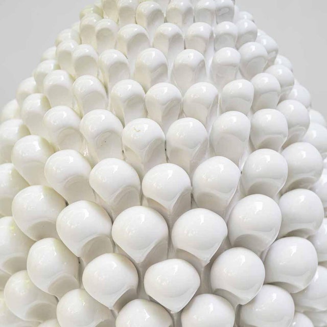 White Vintage Pine Cone Shaped White Ceramic Table Lamps, 1960s, Set of 2 For Sale - Image 8 of 15