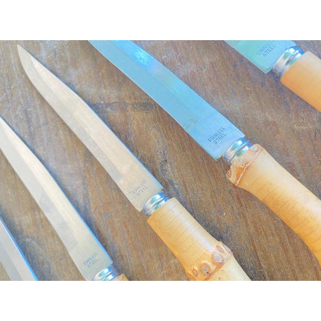 1960s Small Brown Bamboo Cheese Knifes, Small, France, 1960s, Sest of 6 For Sale - Image 5 of 6
