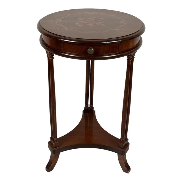 Vintage Italian Round Table with Drawer, 1980s For Sale