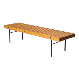 Modernist Italian Bench in Wood and Metal, 1950s For Sale