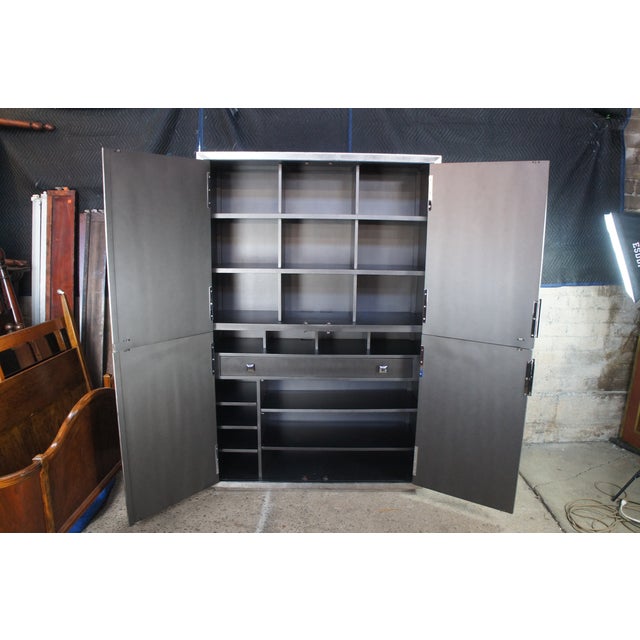 Late 20th Century Lexington Ariana Sanremo Silver Leaf Divided Clothing Armoire Cabinet For Sale - Image 6 of 14