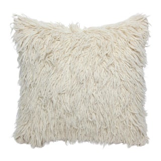 Handwoven Beige Tone Throw Pillow Rug -20'' X 20'' For Sale