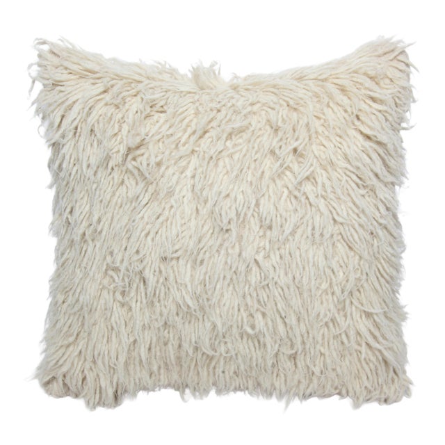 Handwoven Beige Tone Throw Pillow Rug -20'' X 20'' For Sale