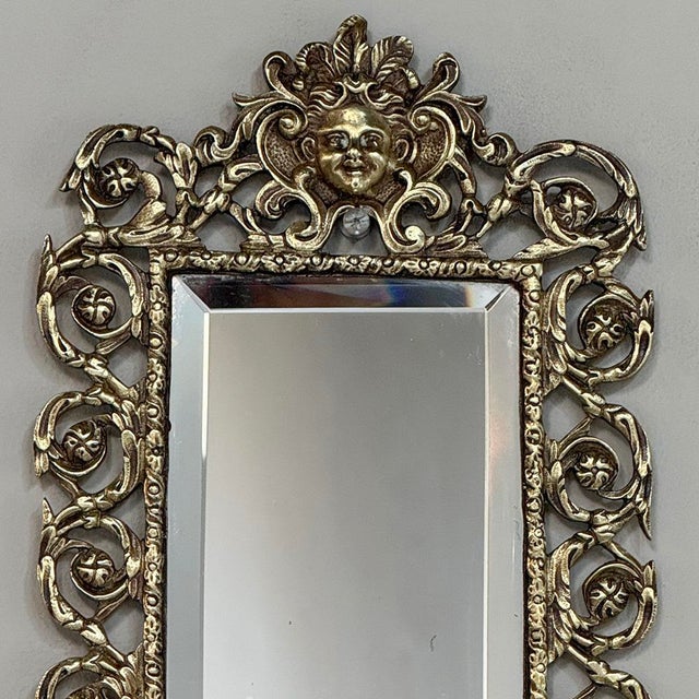 Metal 19th Century Italian Renaissance Cast Bronze Mirrored Wall Sconces - a Pair For Sale - Image 7 of 18