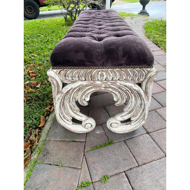 Vintage 1990s Attributed/Styled After Christopher Guy “Naxos” Banquette Bench With Original Upholstery For Sale In Miami - Image 6 of 9