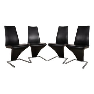 Model 7800 Chairs in Black Leather from Rolf Benz, Set of 4 For Sale