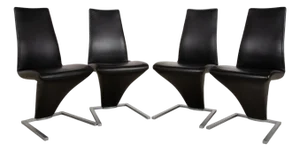 Model 7800 Chairs in Black Leather from Rolf Benz, Set of 4