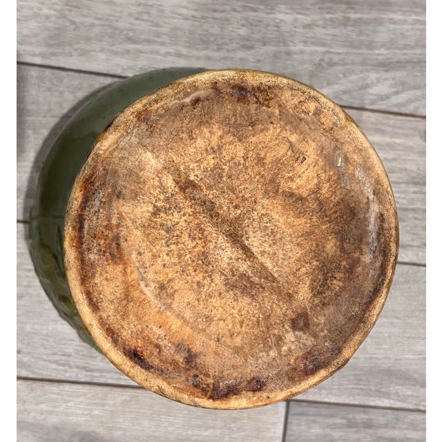Robinson Ransbottom Pottery Co. 1940s Robinson Ransbottom (Rrp Co.) Majolica Art Pottery Vase | Embossed Floral Relief | Brown & Emerald Green Drip Glaze For Sale - Image 4 of 10