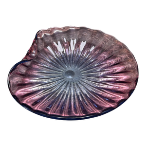 Big Mid Century Modern Blue & Purple Alfredo Barbini Murano Glass Bowl