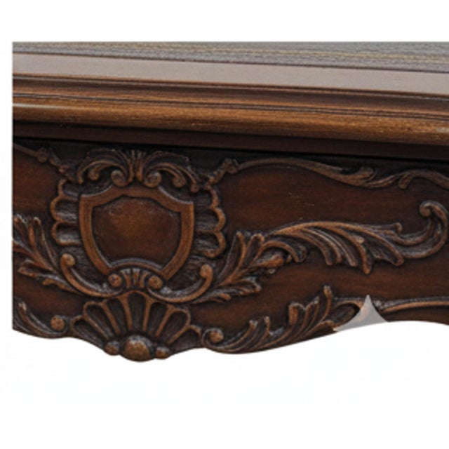Antique Ornate French Provincial Carved Oak Library Table Desk With Shell Motif For Sale In Dallas - Image 6 of 6