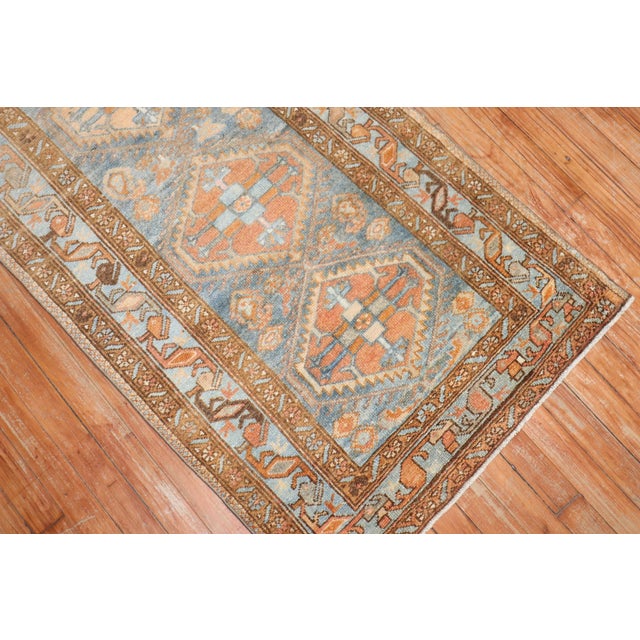 1920s Blue Orange Traditional Persian Malayer Rug - 2'5" x 4'7" For Sale - Image 9 of 18