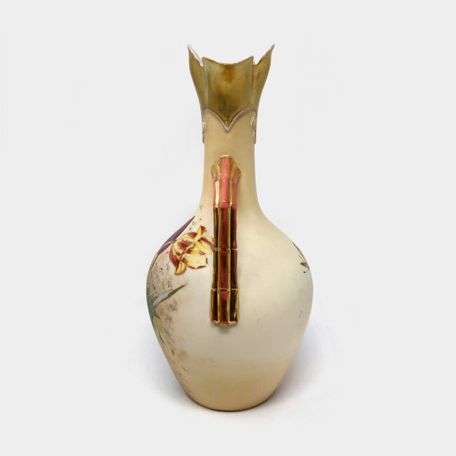 Antique Robert Hanke Austrian Porcelain Vase With Hand Painted Tulips For Sale - Image 4 of 6