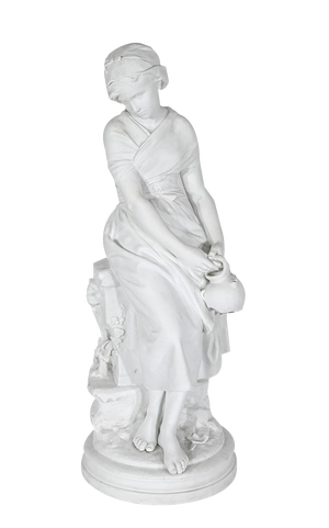 Mathurin Moreau, Large Figurative Sculpture, Late 19th Century, Biscuit Porcelain