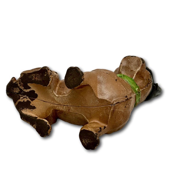 Vintage 1930s Hubley Manufacturing Co. Cast Iron French Bulldog Doorstop Unusual Green Collar For Sale - Image 16 of 18