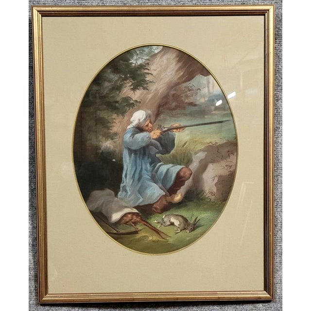 English School, Unknown, The Poacher, 1800s, Watercolor on Paper, Framed For Sale - Image 6 of 6