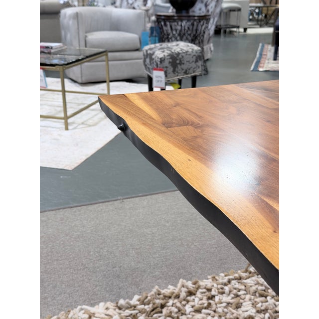 Late 20th Century Late 20th Century Tribeca Live Edge Walnut Dining Table With Brass Wishbone Base For Sale - Image 5 of 9