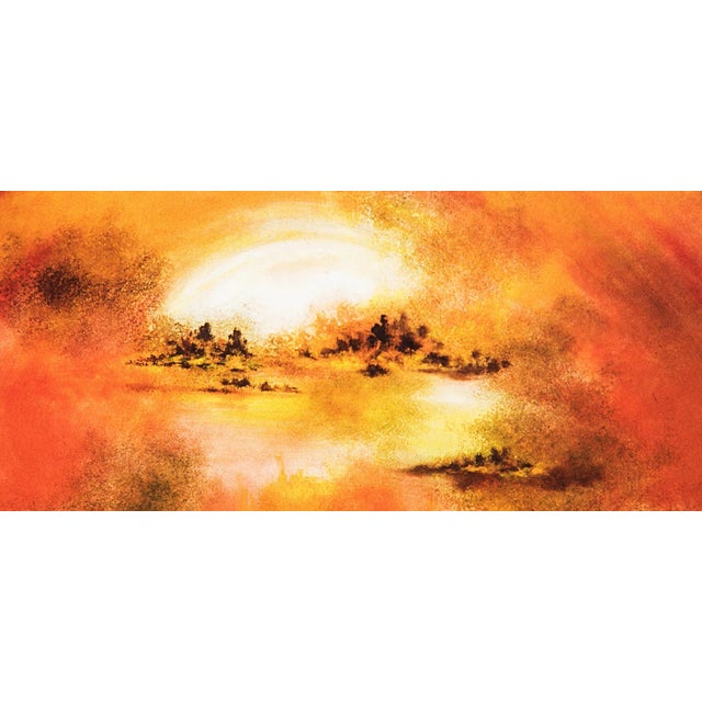 Offered is a Sunset oil painting by Hiroshi Honda. Artist: Hiroshi Honda, American (1910 - 1970) Title: Sunset Year: circa...