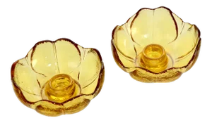 Amber Flower Candle Holders – a Pair