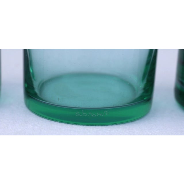 Mid 20th Century Mid Century Carlo Moretti Pink and Green "Watermelon" Glass Decanter and Small Rocks Cocktail Glasses Set of 5 For Sale - Image 5 of 10