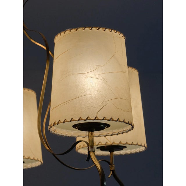 Brass & Parchment Model 9001 Chandelier by Paavo Tynell for Oy Taito Ab, Finland, 1940s For Sale - Image 9 of 11