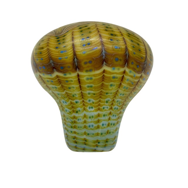 Orient and Flume Mouth Blown Zipper Pattern Glass Vase 1974 For Sale In New York - Image 6 of 11