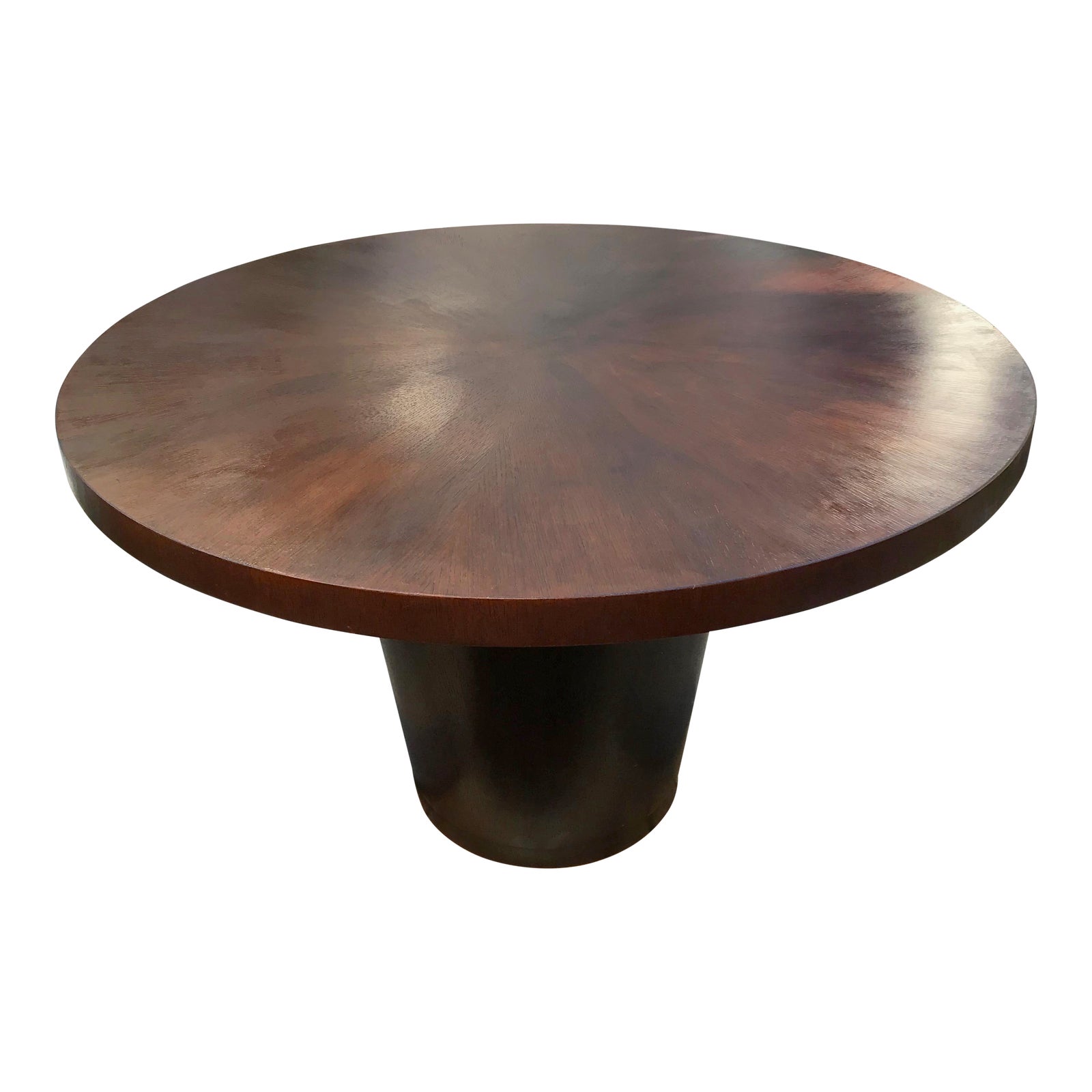 Art Deco Crate & Barrel Orion Round Wood Pedestal Dining Table Chairish