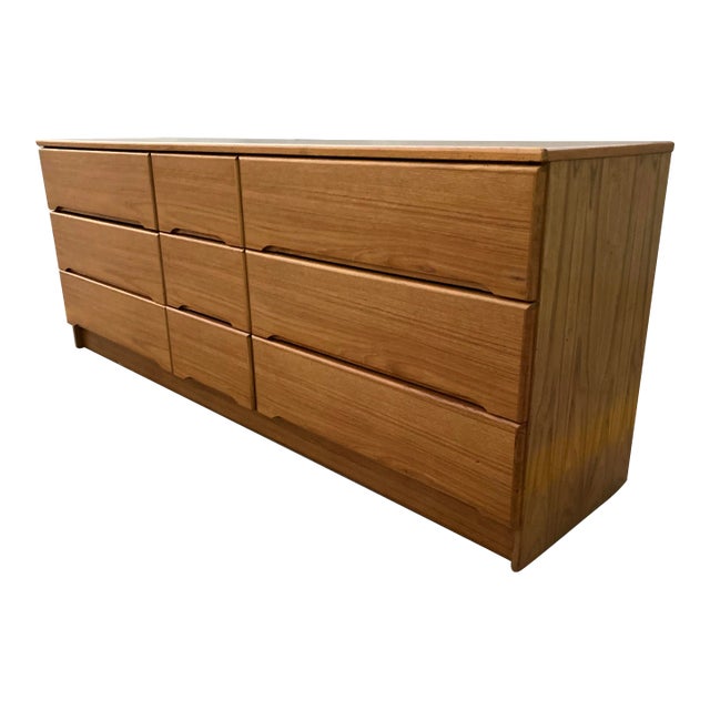Danish Modern 9Drawer Teak Lowboy Dresser Manner of Scan Coll Denmark