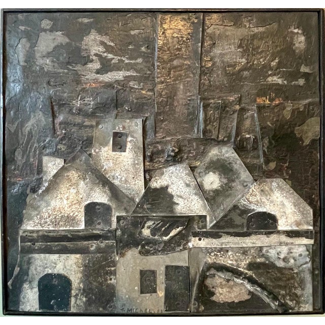 Fernand Michel, French Outsider Art Brut Mixed Media Zinc Assemblage Sculpture Collage Painting, 1963 For Sale