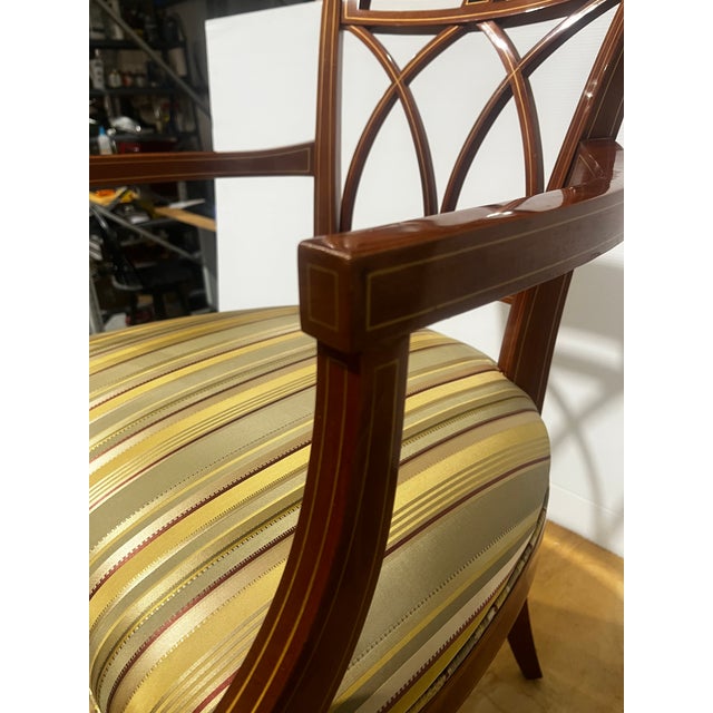 Late 20th Century Late 20th Century Pair of John Widdicomb Model 5572 Inlaid Mahogany Federal-Style Armchairs For Sale - Image 5 of 9