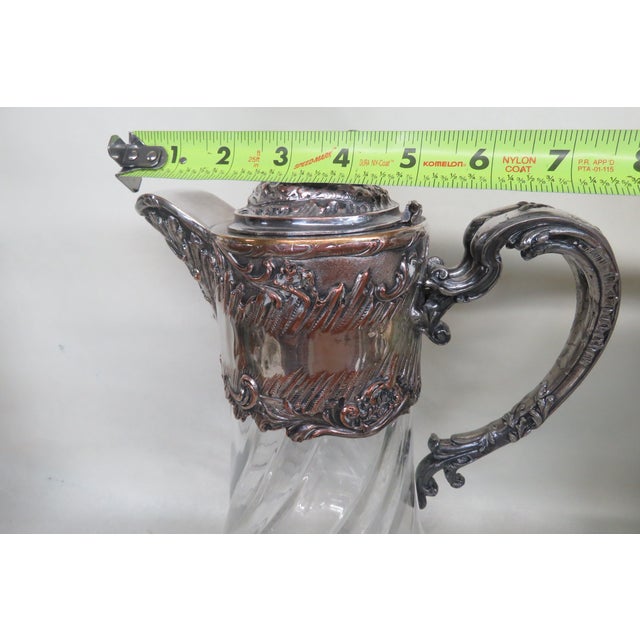 Late 1800s Silver Plate and Glass Lemonade Jug Large Water Pitcher 4460b For Sale - Image 11 of 14
