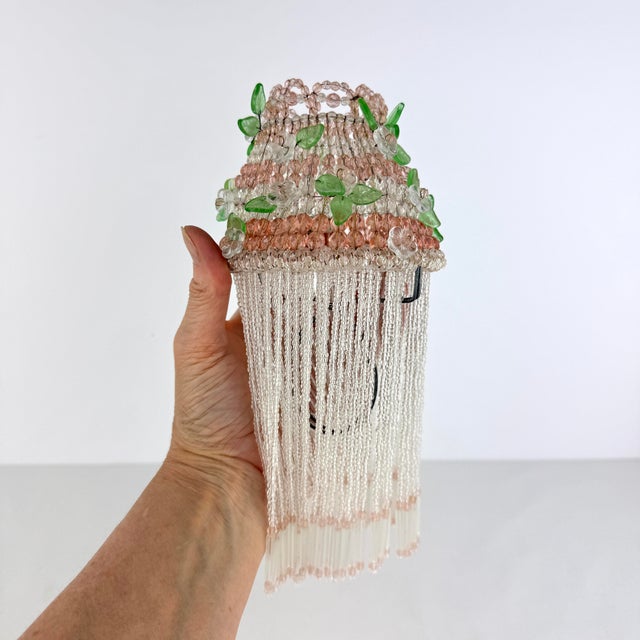 Vintage Art Deco Czech Beaded Lamp Shade For Sale - Image 11 of 11
