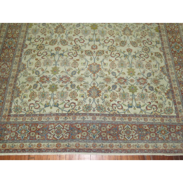 White Antique Persian Traditional Kashan Wool Oriental Rug For Sale - Image 4 of 6