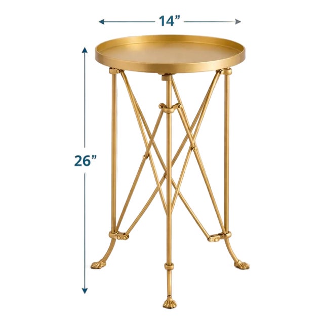 Vintage Hollywood Regency Brass X-Base Tray Side Tables – Sculptural Glam Accent Pair For Sale