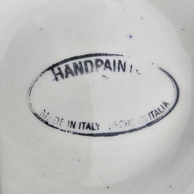 Ceramic Vintage Hand-Painted Italian Blue & White Ceramic Pitcher | Mediterranean Farmhouse Artisanal Pottery Vase For Sale - Image 7 of 11