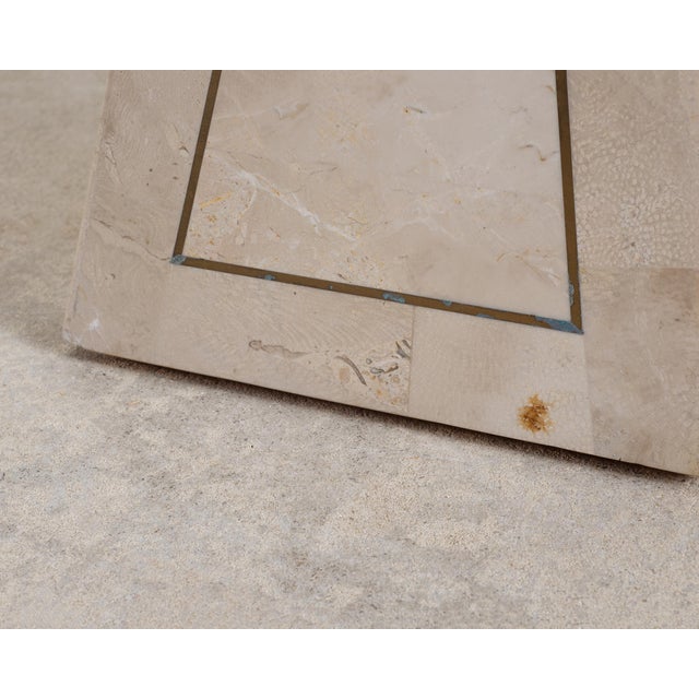 Tessellated Stone Brass Pedestal Stand Maitland Smith Style For Sale - Image 17 of 18
