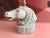 Stunning 1950s Roman horse head lamp by Phil-Mar Lamps of crackle glazed ceramic in rich shades of blue, cream, and silver...