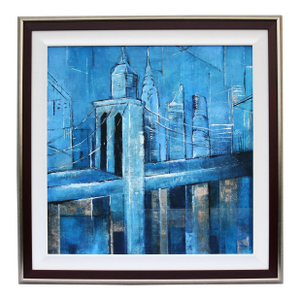David Dauncey Contemporary Cityscape Original Acrylic Painting on Canvas Framed