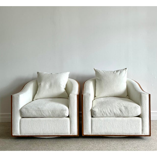 Contemporary Vintage Kreiss Mambo Wood Swivel Chairs - A Pair For Sale - Image 3 of 12