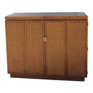 Drexel Mid-Century Modern Caned Bar Cabinet For Sale