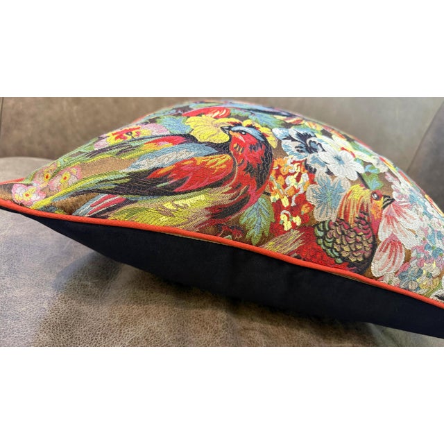 Textile Woven Tropical Bird Cushion Cover For Sale - Image 7 of 14