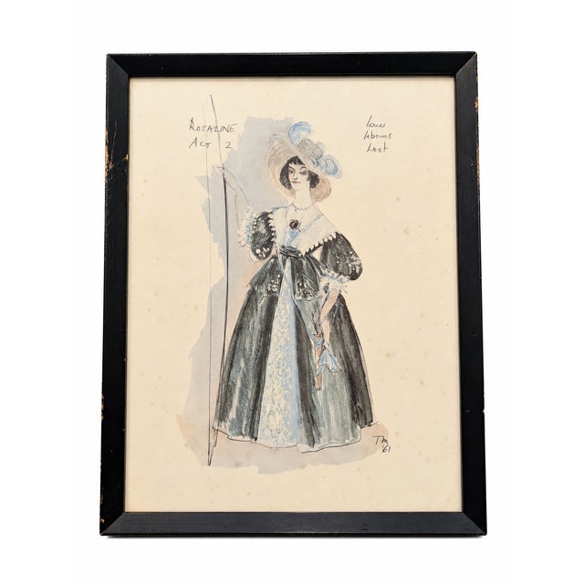 Vintage Framed Theatrical Costume Design Prints – Set of 3 For Sale - Image 4 of 8