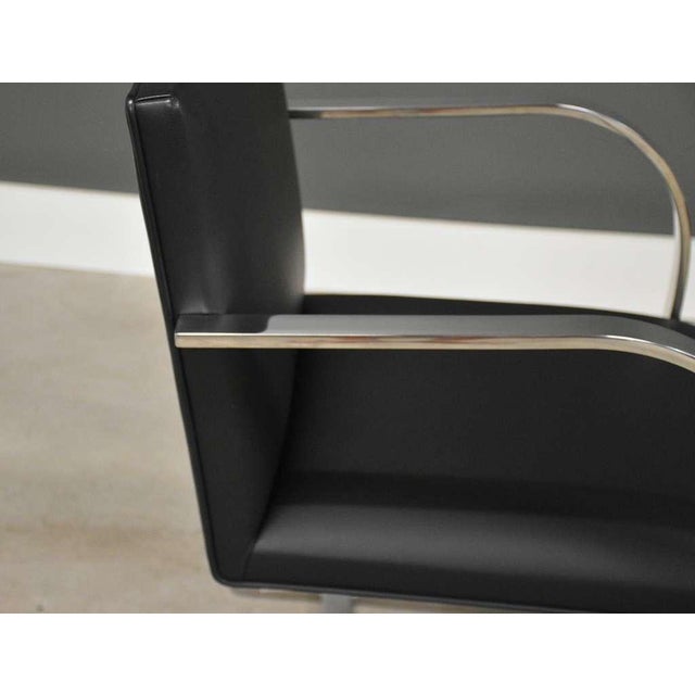 2000 - 2009 Mies Van Der Rohe Knoll Black Leather Chrome Brno Dining Chairs - Set of 6 For Sale - Image 5 of 10