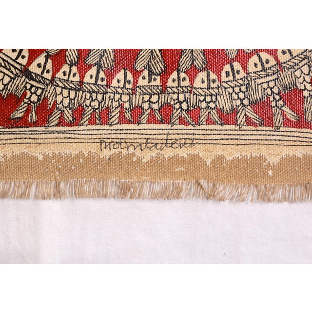 Folk Art National Award-Winning Artist Mamta Devi Hand-Painted Madhubani Tree of Life Painting For Sale - Image 3 of 4