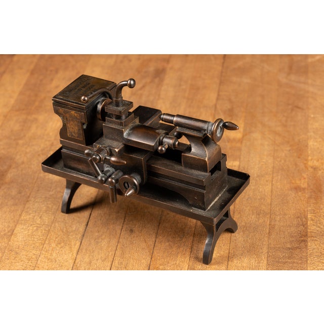 Antique Bronze Model Lathe For Sale - Image 4 of 9