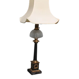 Antique Black & Gold Neoclassical Oil Lantern Style Electric Table Lamp