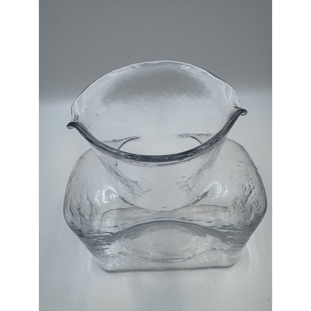 Mid-Century Modern Vintage Blenko No. 384 Hand-Blown Clear Glass Water Bottle Decanter For Sale - Image 3 of 6