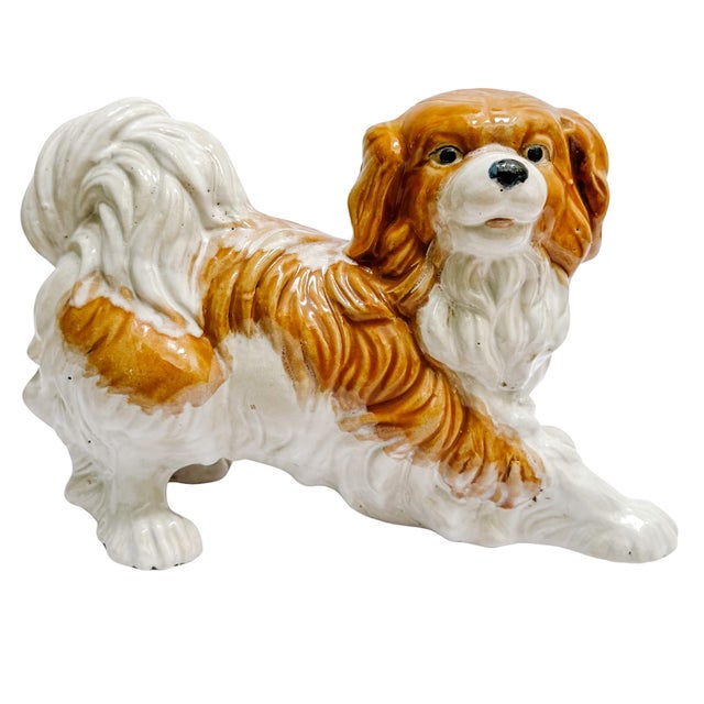 English Vintage Continental Terracotta Cavalier King Charles Spaniel Dog Figurines - A Pair For Sale - Image 3 of 13