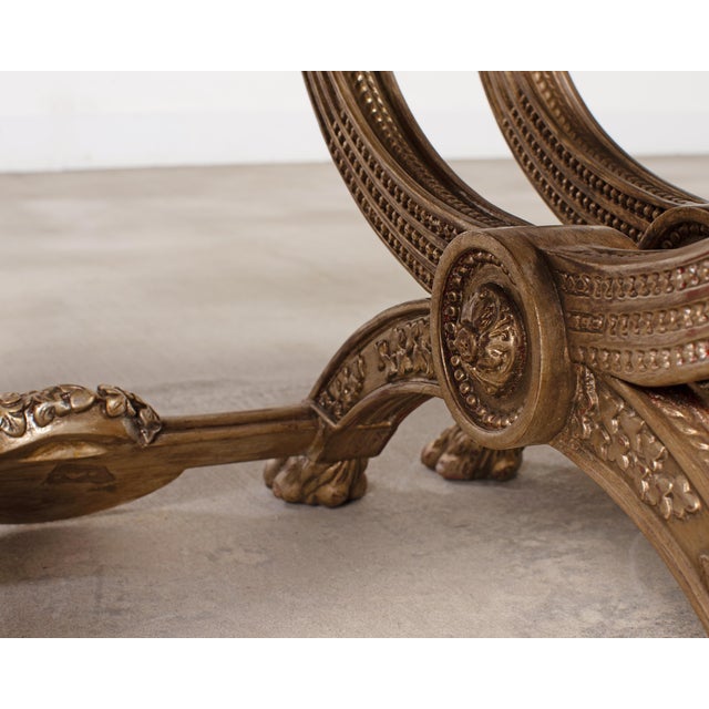 Pair of Italian Neoclassical Style Silvered Curule Bench Seats For Sale - Image 13 of 18