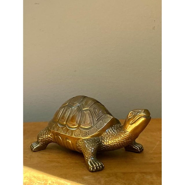Late 20th Century Vintage Burnished Brass Turtle For Sale - Image 5 of 12